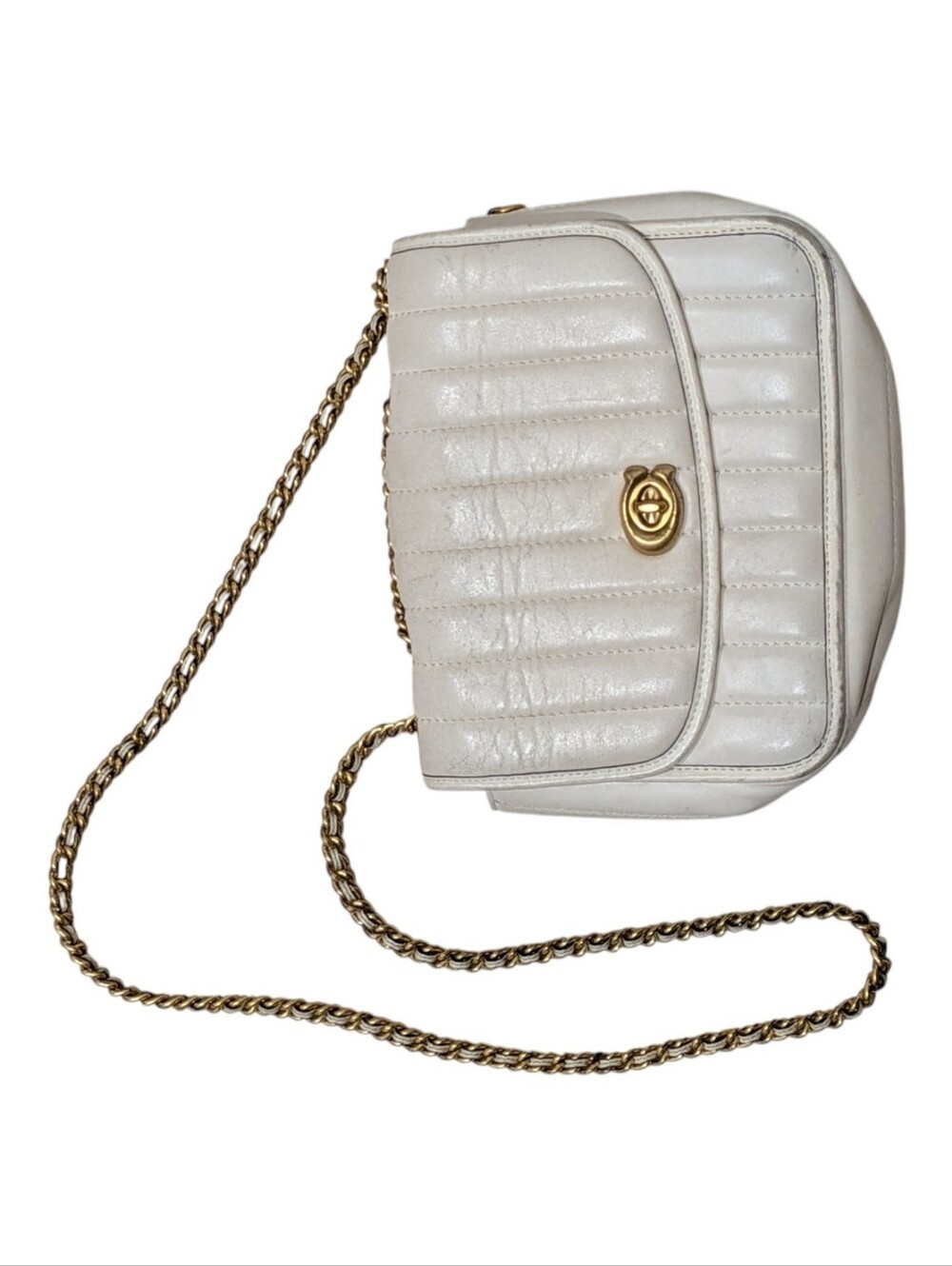 Y2k Coach 4684 Madison Quilted Chalk Shoulder Bag Vtg